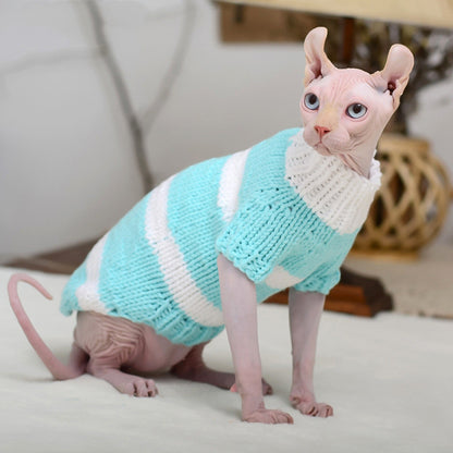 Handmade Wool Pet Sweater – Warm & Stylish Striped Dog & Cat Sweater for Winter