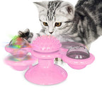 Interactive Cat Toy with Suction Base and Luminous Balls - Catnip Windmill Educational Play for Cats
