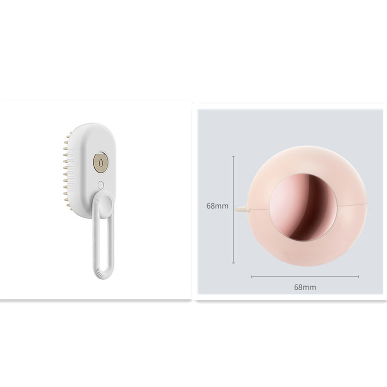 Stoomborstel voor huisdieren met sproeifunctie – antistatische en geurverdrijvende borstel voor katten- en hondenhaar voor het verwijderen van klitten en massage – USB-oplaadbaar en 360° draaibaar handvat