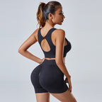 Women’s Fashion Nylon Bra & Shorts Set – Solid Color Seamless Loungewear