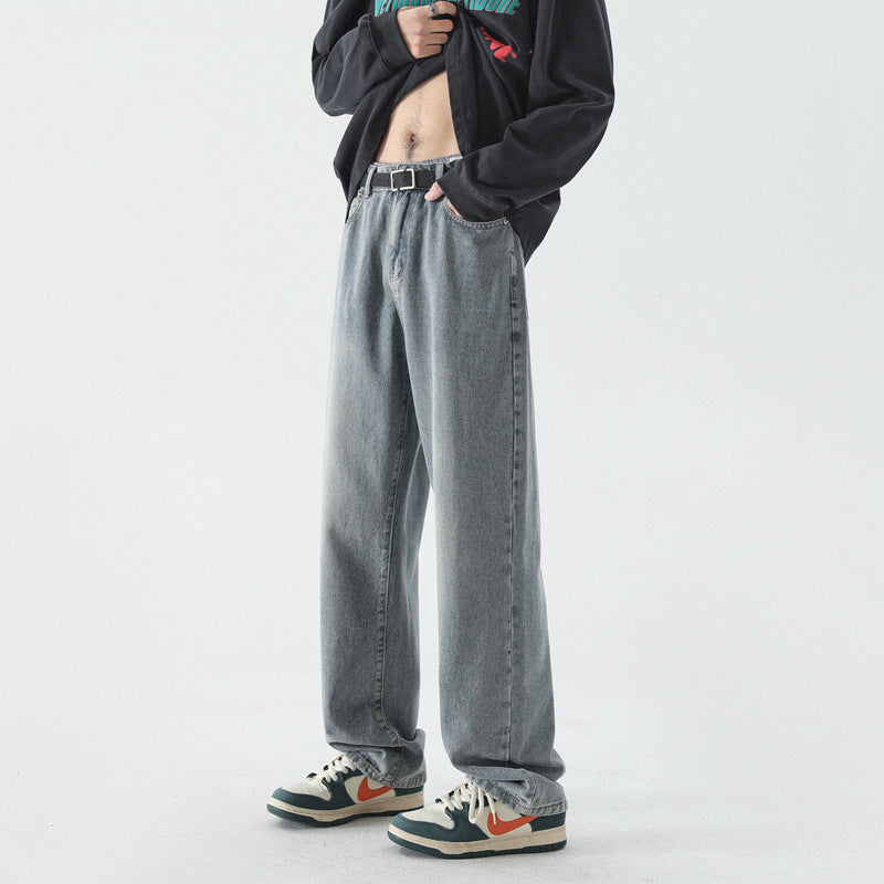 Mid-Waist Straight-Fit Cotton Jeans