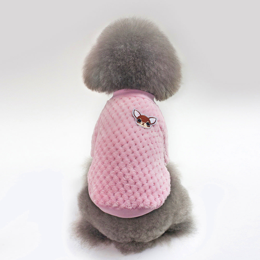 Cute Soft Coral Fleece Dog Clothes - Warm, Cozy Two-Legged Pet Apparel for Autumn & Winter