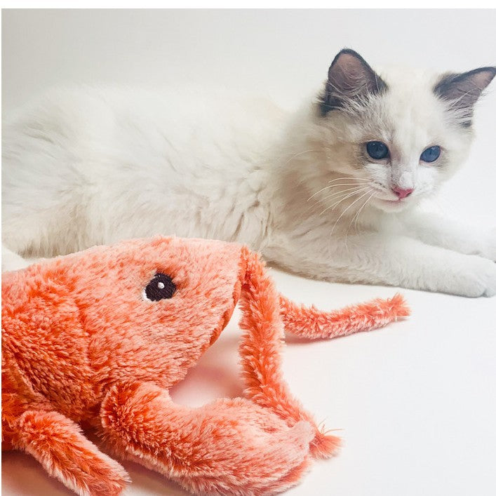 Interactive USB Rechargeable Jumping Lobster Plush Toy – Realistic Moving Cat Toy for Kids & Pets
