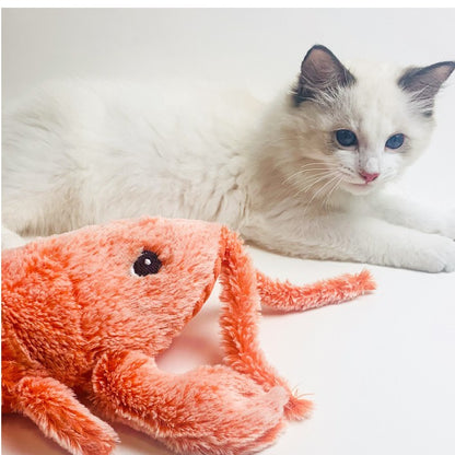 Interactive USB Rechargeable Jumping Lobster Plush Toy – Realistic Moving Cat Toy for Kids & Pets