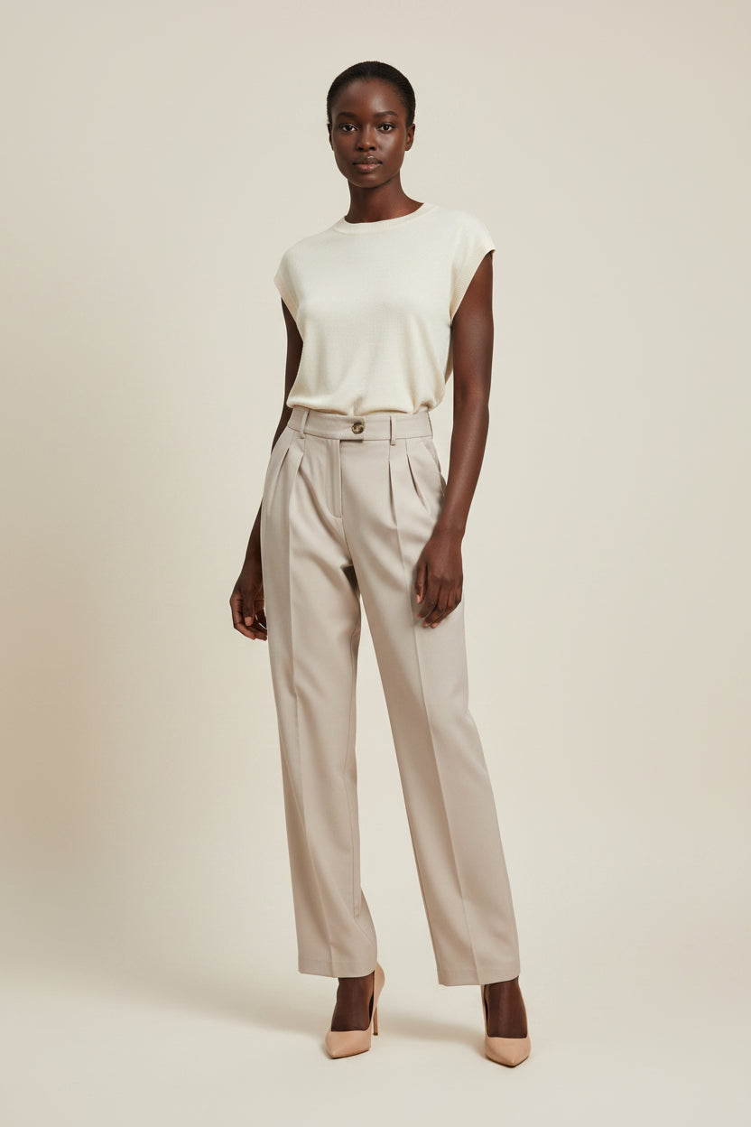 Women's Suit Pants Straight High Waist Casual Trousers Drape Trousers