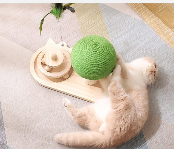 Interactive Wooden Cat Toy Ball Track - Durable and Fun Cat Exercise Roller for Healthy Playtime