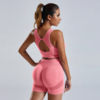 Women’s Fashion Nylon Bra & Shorts Set – Solid Color Seamless Loungewear