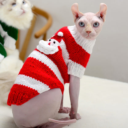 Handmade Wool Pet Sweater – Warm & Stylish Striped Dog & Cat Sweater for Winter
