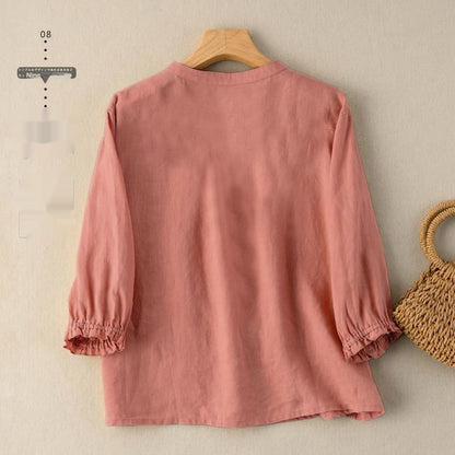 Women’s Slim Fit Cotton Shirt – Half Sleeve Button-Down Solid Color Top