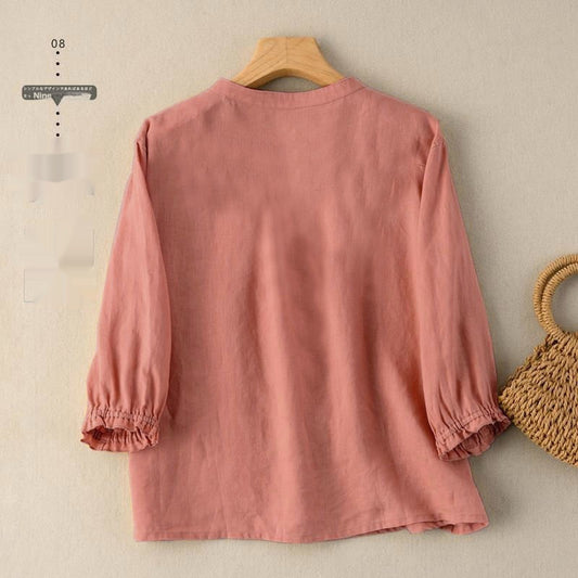 Women’s Slim Fit Cotton Shirt – Half Sleeve Button-Down Solid Color Top