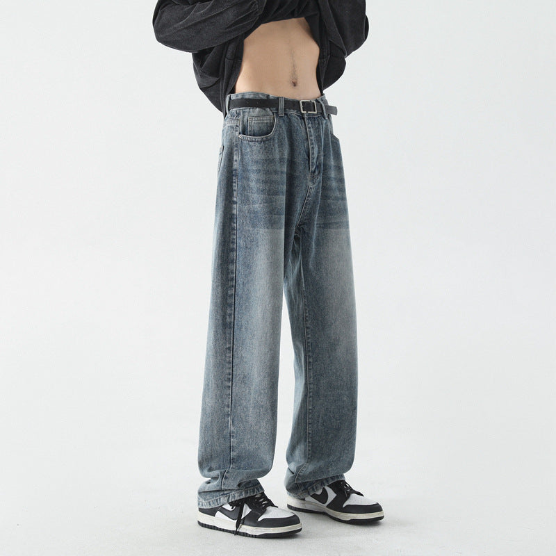 Mid-Waist Straight-Fit Cotton Jeans
