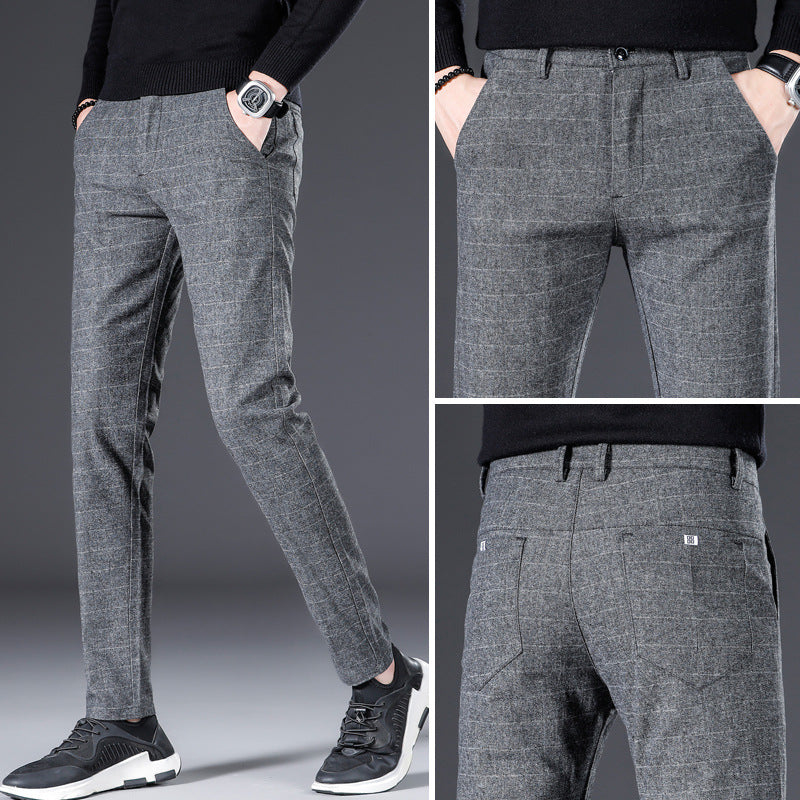 Plaid Straight-Fit Korean Trousers