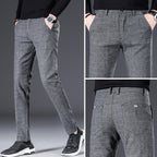 Plaid Straight-Fit Korean Trousers