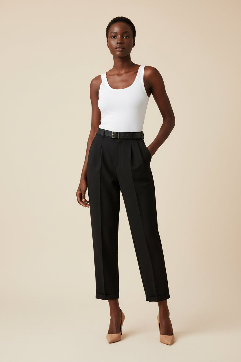 Women's Casual Suit Harem High Waist Pants With Belt