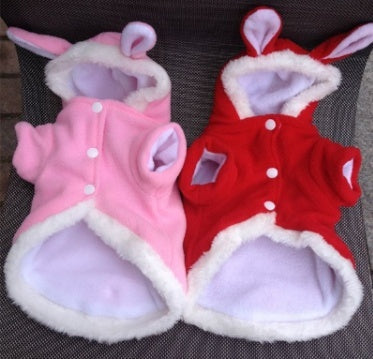 Warm Fleece Cat Hoodie – Cute Rabbit Costume for Cats & Small Dogs | Winter Pet Jacket