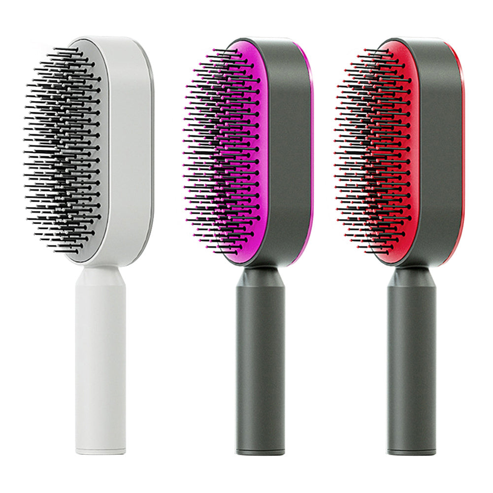 Self-Cleaning Scalp Massage Hair Brush – 3D Air Cushion Anti-Static Detangling Comb for All Hair Types | Pain-Free, No-Pull Hair Brush for Healthy Hair Growth & Frizz-Free Styling