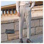 Mid-Waist Drawstring Straight Trousers