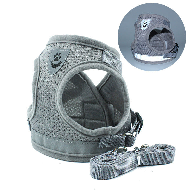 Adjustable Breathable Pet Harness with Leash Set – No Pull Dog Vest for Small, Medium, and Large Dogs