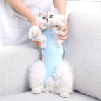 Breathable Cable Tie Surgical Gown for Pets – Casual Polyester Pet Clothes in Blue & White