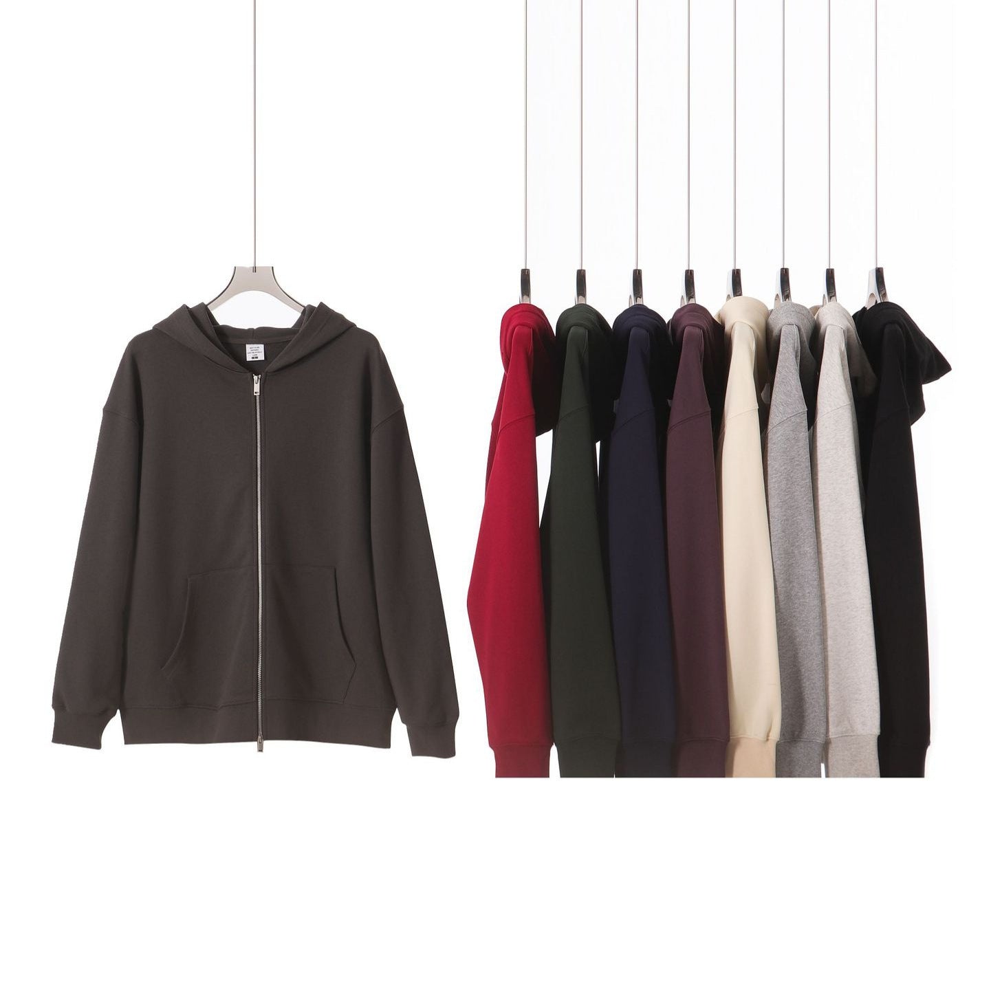 Men’s Hooded Cotton Zipper Coat – Loose Fit Long Sleeve Casual Jacket for Everyday Wea