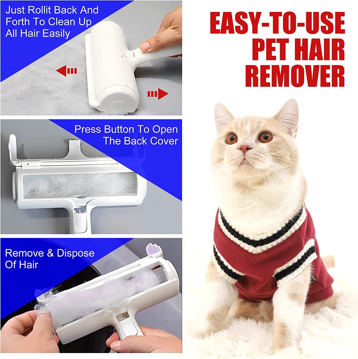 Pet Hair Remover Roller – Reusable Lint Picker for Dogs & Cats
