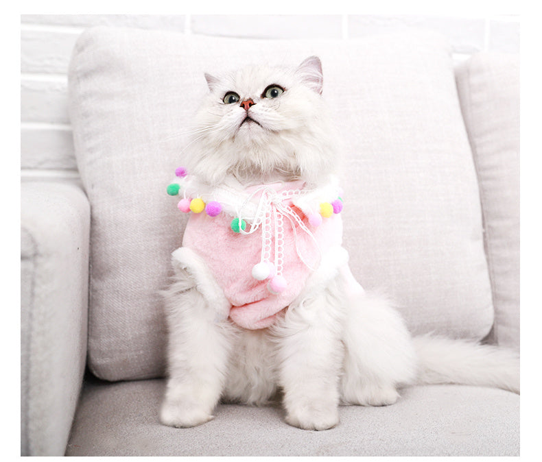 Cute Princess Tassel Cat Clothing – Polyester Dress for Cats
