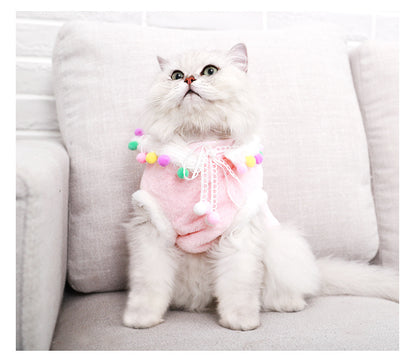Cute Princess Tassel Cat Clothing – Polyester Dress for Cats