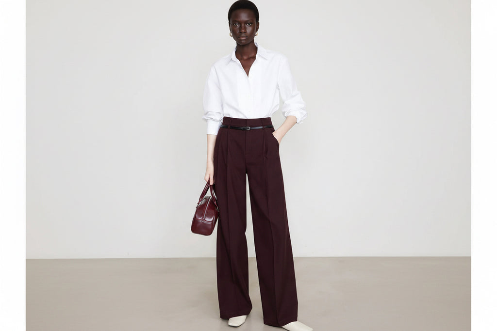 High-waisted Straight-leg Draping Suit Pants For Women