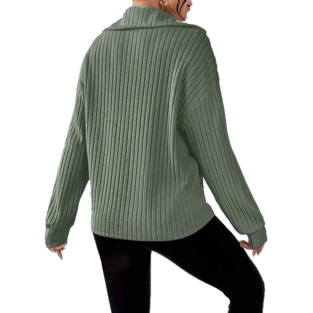 Women’s Classic Pullover Sweater – Soft Polyester Knit Top for Everyday Casual Wear