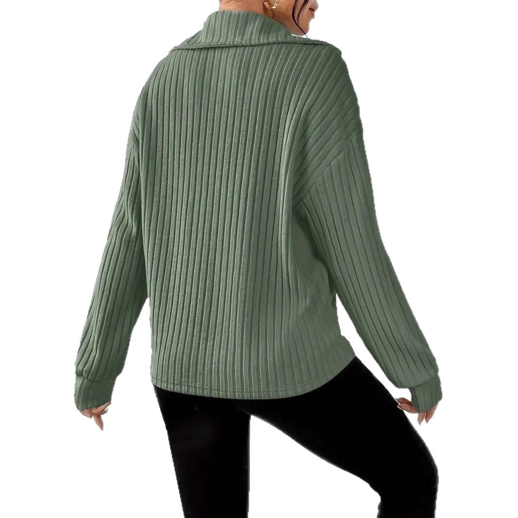 Women’s Classic Pullover Sweater – Soft Polyester Knit Top for Everyday Casual Wear