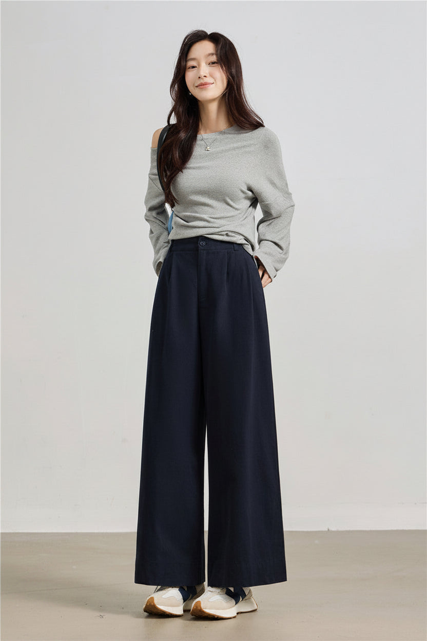 Korean-style Relaxed Simple Figure-flattering Casual Pants