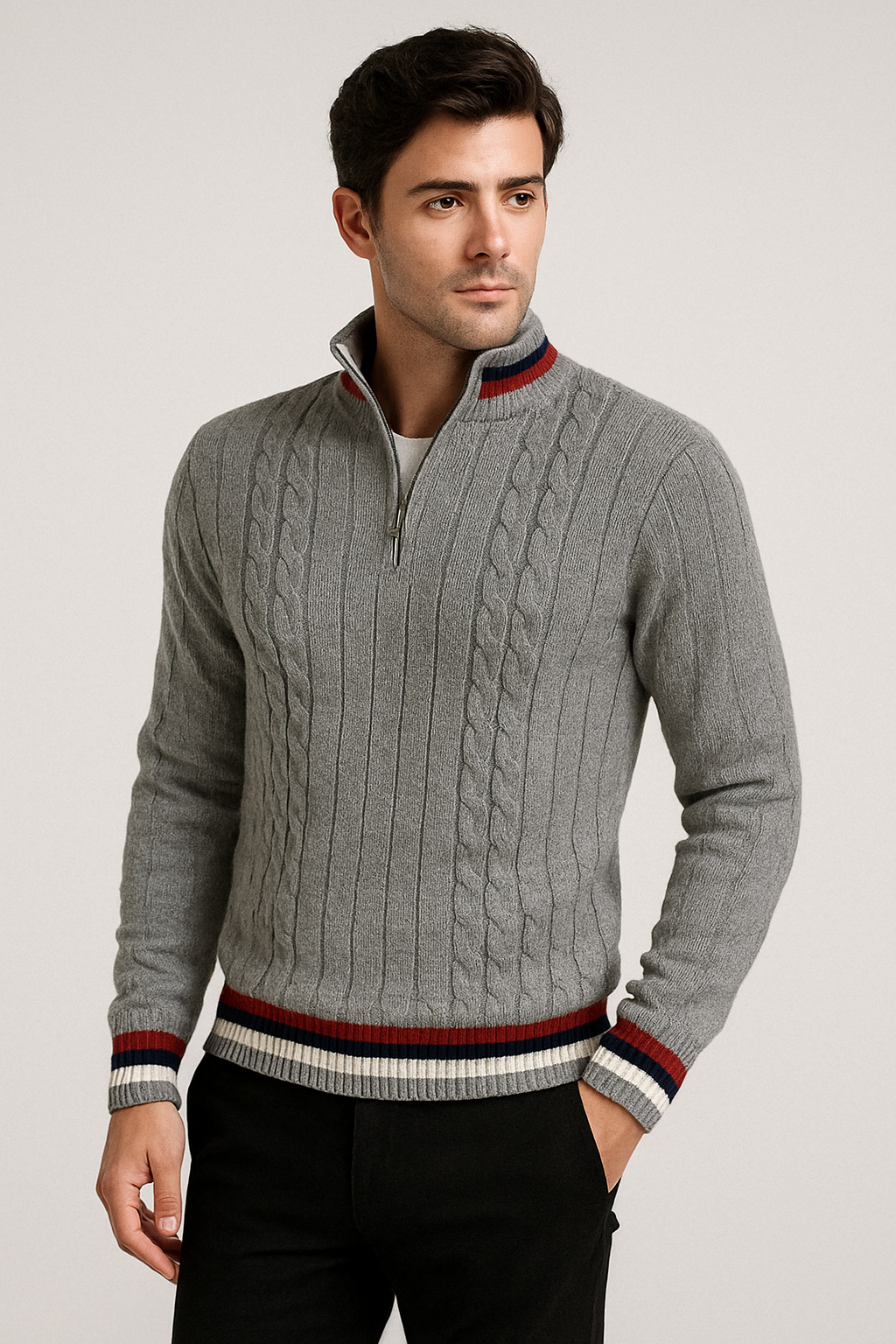 Classic Cable Knit Half-Zip