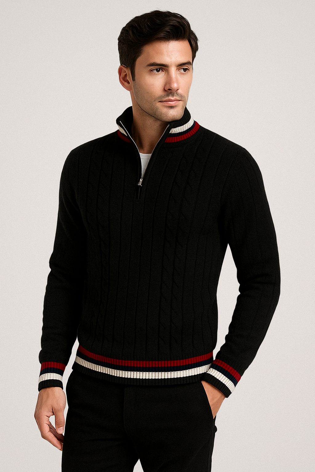 Classic Cable Knit Half-Zip