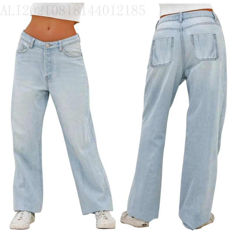 High-Waist Loose Fit Denim Jeans