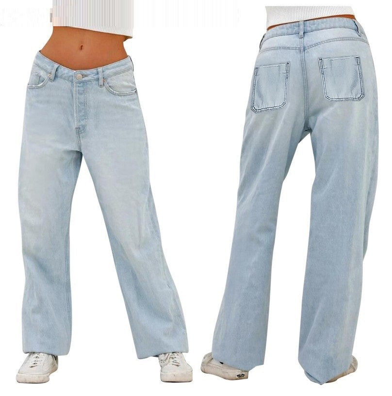 High-Waist Loose Fit Denim Jeans