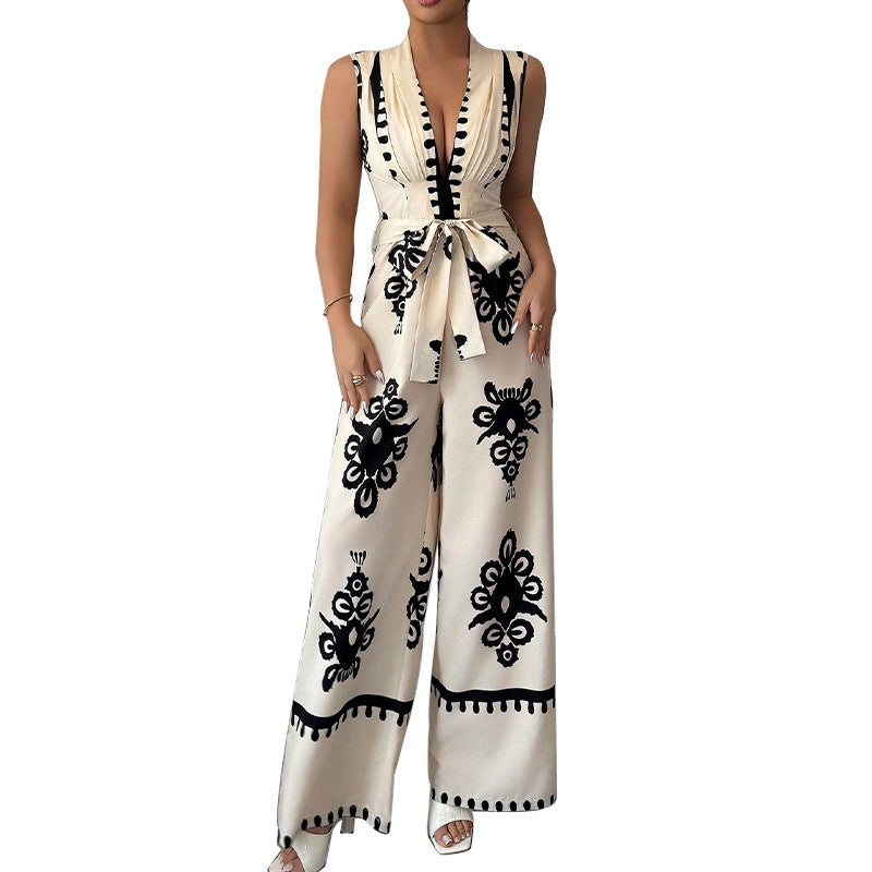 Lace-Up Apricot Jumpsuit