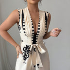 Lace-Up Apricot Jumpsuit