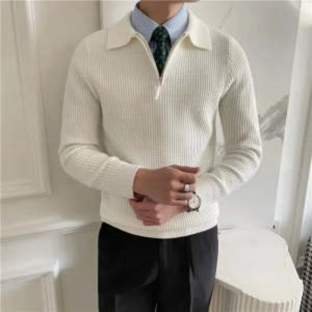Men’s Long-Sleeve Solid Knit Sweater