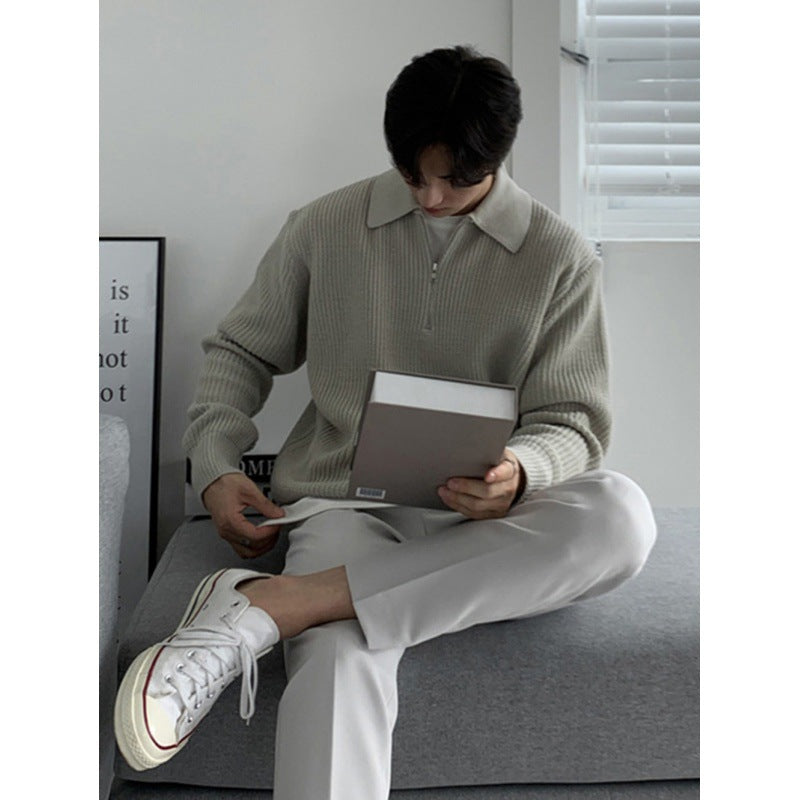 Men’s Long-Sleeve Solid Knit Sweater