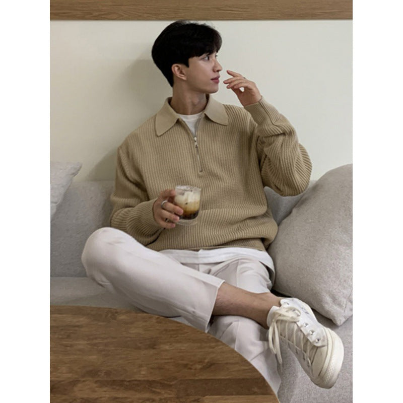 Men’s Long-Sleeve Solid Knit Sweater
