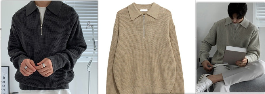 Men’s Long-Sleeve Solid Knit Sweater