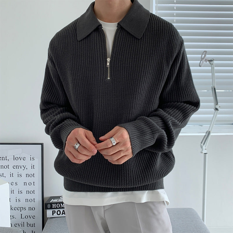 Men’s Long-Sleeve Solid Knit Sweater