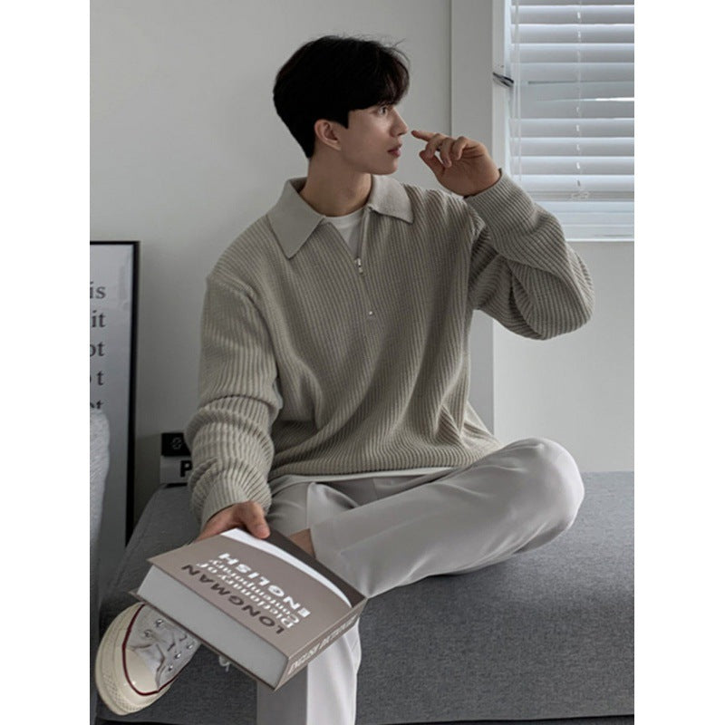 Men’s Long-Sleeve Solid Knit Sweater
