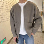 Men’s Zip-Up Knitted Funnel-Neck Sweater