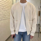 Men’s Zip-Up Knitted Funnel-Neck Sweater
