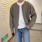 Men’s Zip-Up Knitted Funnel-Neck Sweater