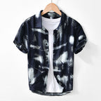 Men’s Viscose Cardigan Shirt – Lightweight Casual Button Down | Slim Fit Long Sleeve Top for Youth (M–3XL, Black & White)