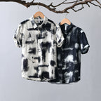Men’s Viscose Cardigan Shirt – Lightweight Casual Button Down | Slim Fit Long Sleeve Top for Youth (M–3XL, Black & White)