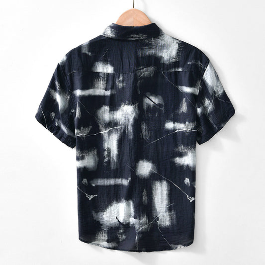Men’s Viscose Cardigan Shirt – Lightweight Casual Button Down | Slim Fit Long Sleeve Top for Youth (M–3XL, Black & White)
