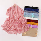 Pearl Chiffon Handmade Sticky Flower Beaded Scarf Hui Gauze